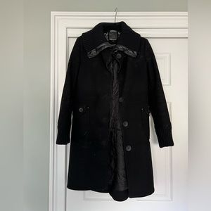 Mackage wool and leather black coat